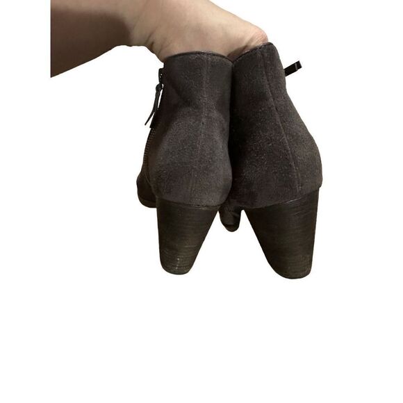 Cole Haan Double Zip Dark Brown Suede Leather Ankle Boot Heel Bootie Women's sz - Picture 4 of 12